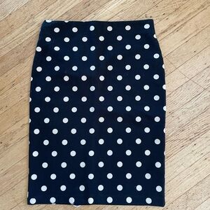 Ann Taylor Black and White Polka Dot Pencil Skirt